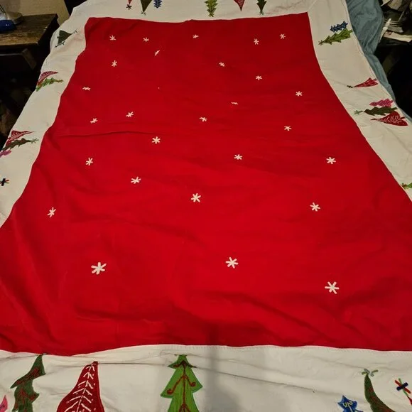 Pottery Barn kids Christmas Tree Applique Comforter Bed Cover Spread